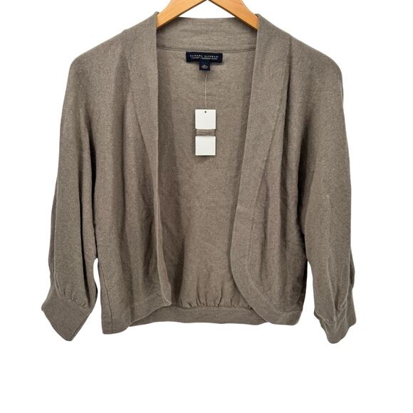 Banana Republic Sweater Womens Large Luxury Cashmere Blend Cropped Open Coastal - Picture 1 of 7